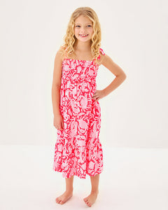 Girls Mini Kailua Maxi Dress - Cane Coral Crab Collab