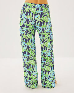 31" Daylen Linen Palazzo Pant - Sapphire Pool Tropical Tango