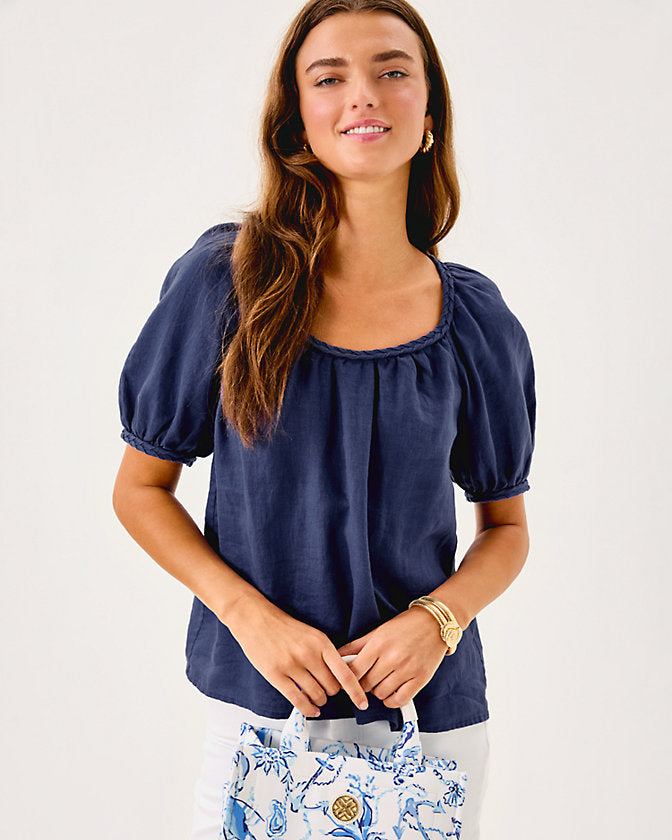 Calais Short Sleeve Top - Sapphire Pool