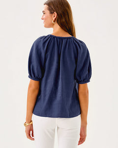 Calais Short Sleeve Top - Sapphire Pool