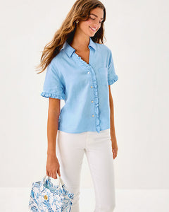 Carden Ruffle Top - Jacaranda Blue