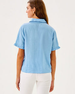 Carden Ruffle Top - Jacaranda Blue