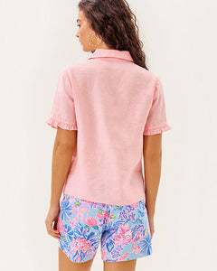 Carden Ruffle Top - Sorbet Pink X Resort White