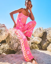 Load image into Gallery viewer, 32&quot; Vianna Silk Palazzo Pant - Sunkissed Pink Breezy Palm Engineered Pant
