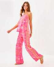 Load image into Gallery viewer, 32&quot; Vianna Silk Palazzo Pant - Sunkissed Pink Breezy Palm Engineered Pant
