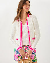 Load image into Gallery viewer, Brockton Polo Cardigan - Coconut X Pink Bliss Tipping
