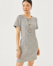 Load image into Gallery viewer, Brenda Boucle Dress - Coconut Lurex Houndstooth Boucle
