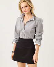 Load image into Gallery viewer, The RicRac 3/4 Sleeve Lilly Shirt - Noir Mirror Shirting Stripe
