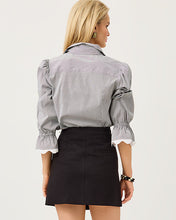 Load image into Gallery viewer, The RicRac 3/4 Sleeve Lilly Shirt - Noir Mirror Shirting Stripe
