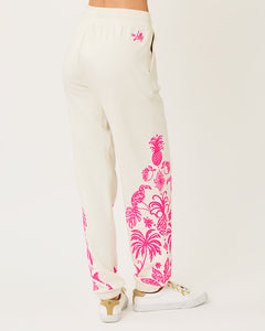 30" Silvie Embroidered Jogger - Coconut Safari Social Embroidery Pant