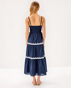 Zanna Cotton Midi Dress - Sapphire Pool