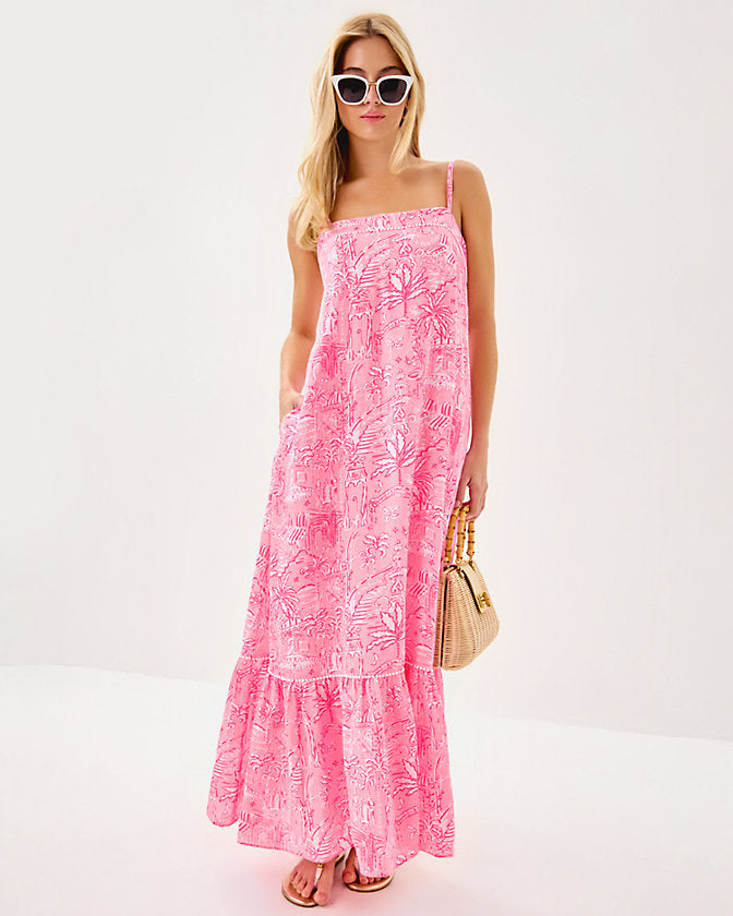 Rozalie Linen Maxi Dress - Conch Shell Pink Pennys Playground