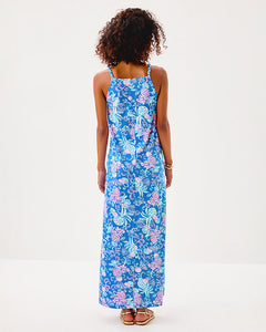 Kyleigh Maxi Dress - Sunwashed Blue Citrus Crush