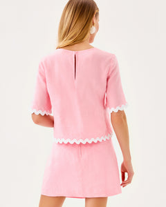 Nik Ric Rac Trim Cropped Top - Conch Shell Pink