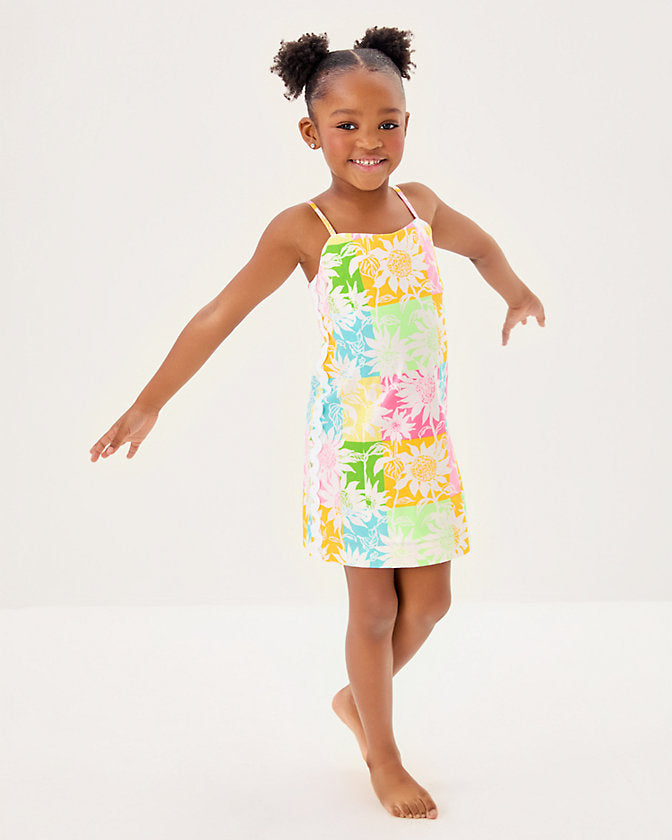 Girls Mini Shelli Dress - Multi Via Sunny Sunflowers