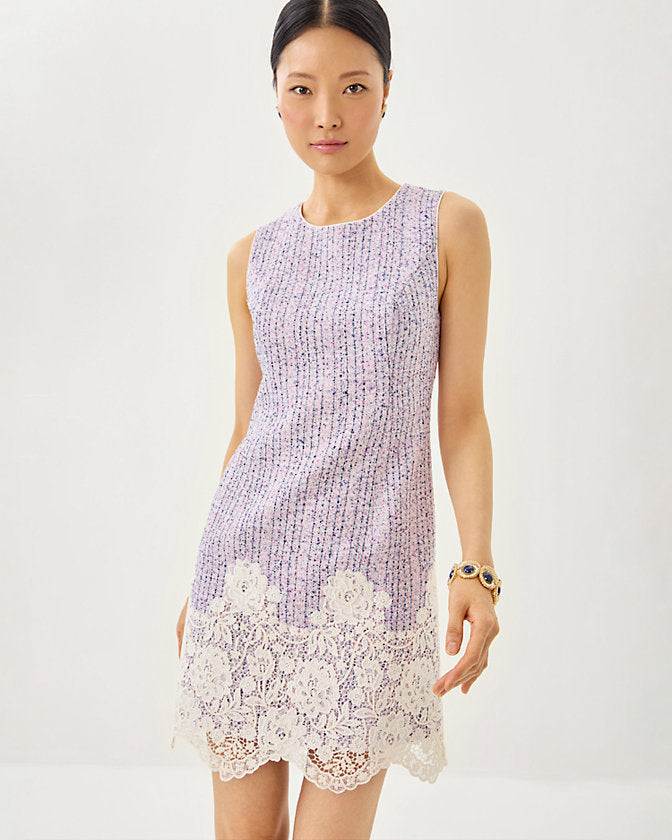 Sharone Boucle Shift Dress - Pink Bliss Blushing Boucle