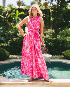 Marria Jacquard Maxi Dress - Parigi Pink Go Big Satin Jacquard