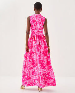 Marria Jacquard Maxi Dress - Parigi Pink Go Big Satin Jacquard