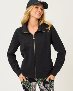 Eleni Zip-Up Jacket - Noir Butterfly Quilted Knit
