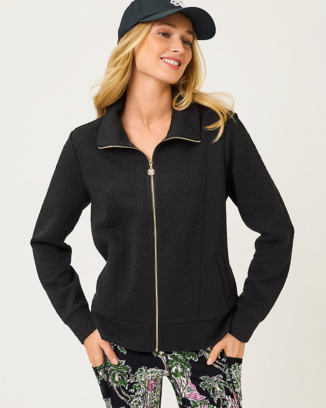 Eleni Zip-Up Jacket - Noir Butterfly Quilted Knit