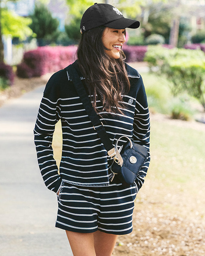 Corvaya Terry Pullover - Noir Legacy Stripe
