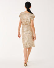Load image into Gallery viewer, Aylin Sequin Midi Dress - Gold Metallic Treasure Box Sequin Knit
