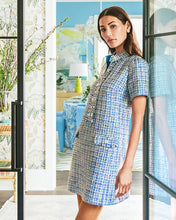 Load image into Gallery viewer, Teddy Boucle Shift Dress - Tangier Teal Ocean Deep Lurex Boucle
