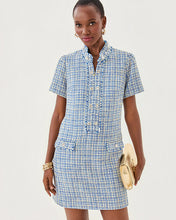 Load image into Gallery viewer, Teddy Boucle Shift Dress - Tangier Teal Ocean Deep Lurex Boucle
