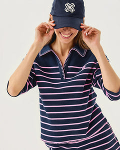 Corvaya Terry Pullover - Low Tide Navy Legacy Stripe