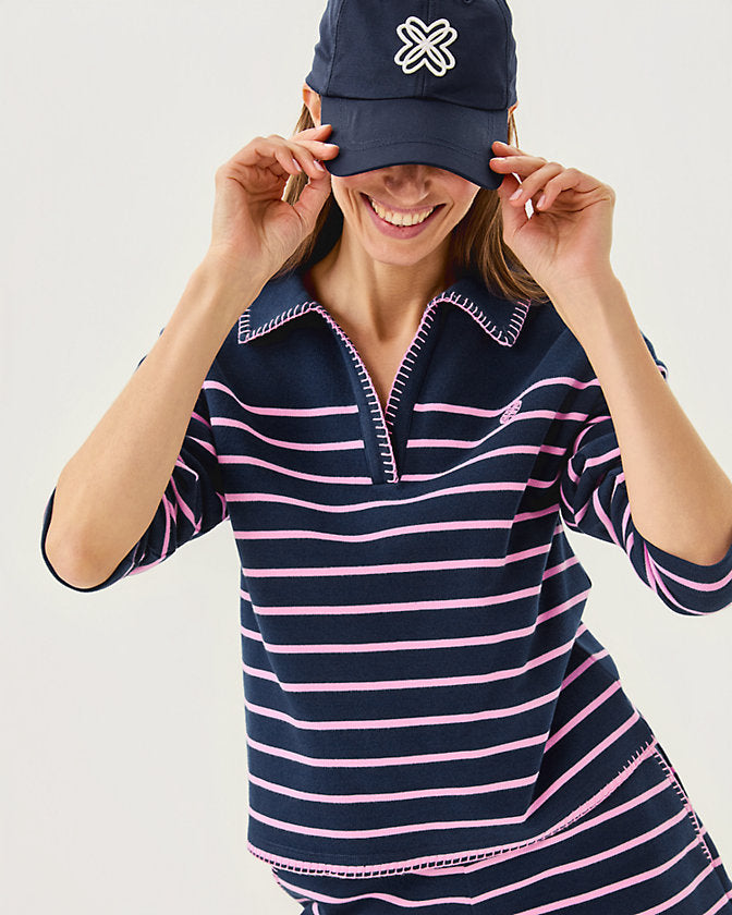 Corvaya Terry Pullover - Low Tide Navy Legacy Stripe