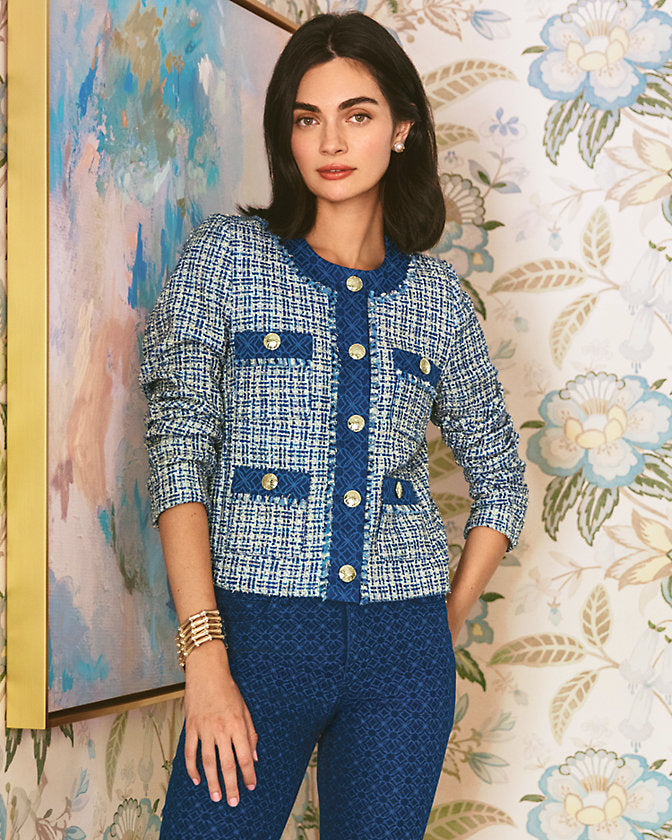 Ascena Boucle Jacket - Tangier Teal Ocean Deep Lurex Boucle
