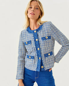 Ascena Boucle Jacket - Tangier Teal Ocean Deep Lurex Boucle