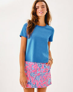 Clairmont Crochet Trimmed Knit Top - Sunwashed Blue