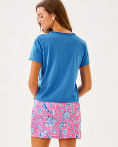 Clairmont Crochet Trimmed Knit Top - Sunwashed Blue