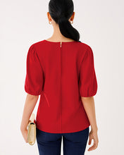 Load image into Gallery viewer, Ethenia Bow Knit Top - Cranberry Red
