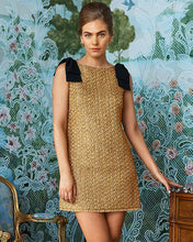 Load image into Gallery viewer, Cora Skirted Shift Romper - Gold Metallic Golden Glow Boucle
