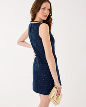 Load image into Gallery viewer, Ronan Skirted Shift Romper - Low Tide Navy After Party Lurex Boucle
