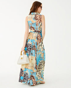 Marria Stretch Maxi Shirtdress - Breezy Aqua Oversized Lillys Zoo