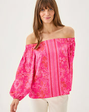 Load image into Gallery viewer, Elizabethany Off-the-Shoulder Top - Sun Shell Pink Big Party Engineered Woven Top
