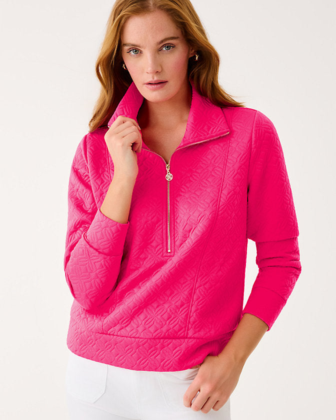 Eleni Pullover - Sun Shell Pink Butterfly Quilted Knit