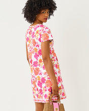 Load image into Gallery viewer, Linnea Shift Dress - Resort White Pansy Fansy Engineered Knit Shift
