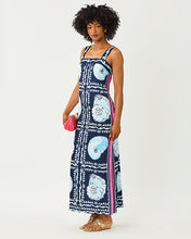 Load image into Gallery viewer, Casandra Maxi Dress - Low Tide Navy Shell Shine Engineered Woven Maxi
