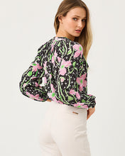 Load image into Gallery viewer, Elsa Silk Top - Onyx Blushing Blooms
