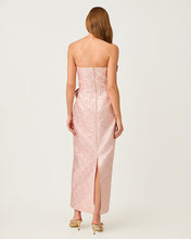 Load image into Gallery viewer, Tiernan Strapless Maxi Dress - Conch Shell Pink Ritsy Ditsy Metallic Brocade
