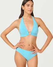 Load image into Gallery viewer, Ketos Bikini Top - Capri Blue Seersucker Stripe
