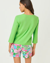 Load image into Gallery viewer, Clairmont 3/4 Sleeve Lace Trimmed Knit Top - Jackfruit Green

