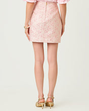 Load image into Gallery viewer, Kels Mini Skirt - Conch Shell Pink Ritsy Ditsy Metallic Brocade
