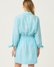 Load image into Gallery viewer, Abralynn Linen Shirtdress - Capri Blue Saint Tropez Stripe
