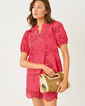 Load image into Gallery viewer, Castine Short Sleeve Top - Paradise Punch Medallion Petals Eyelet
