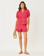 Load image into Gallery viewer, 5" Kilah High Rise Eyelet Short - Paradise Punch Medallion Petals Scallop Edge Cambric
